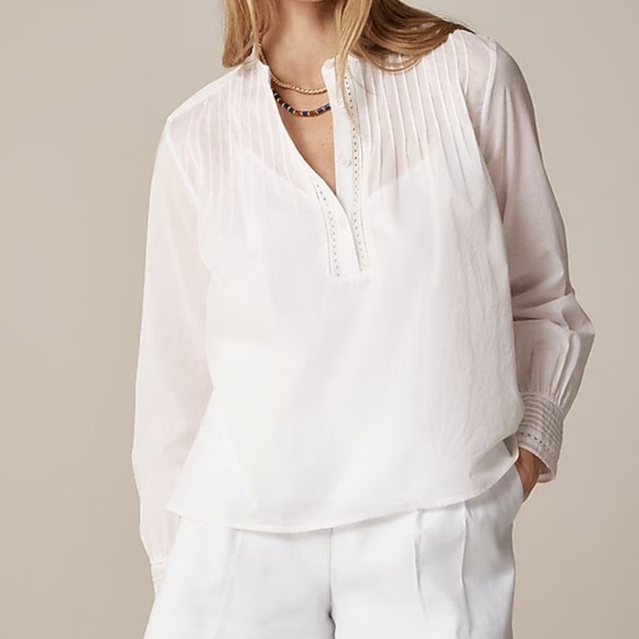 J crew Pintuck lace-trim top in cotton voile - Picture 1 of 5